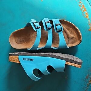 Birkenstock Blue Leather "Florida" Sandals. Size 38, EUC.